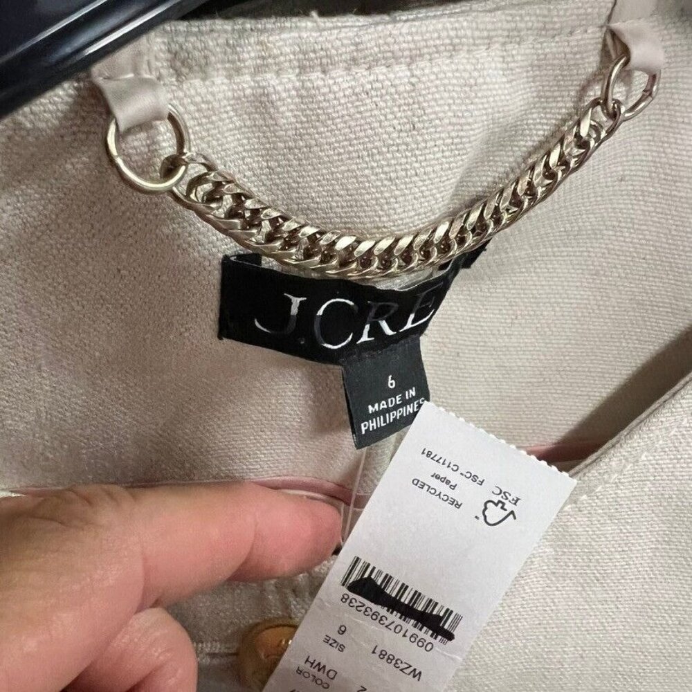 J.Crew Womens $158 Contrast Vest Linen Blend Dried Wheat Size 6 BZ872 - Picture 8 of 8
